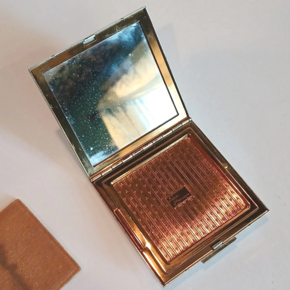 🌸 Vintage Art Deco Elgin America Powder Compact Gold Silver Lotus Tree 40s